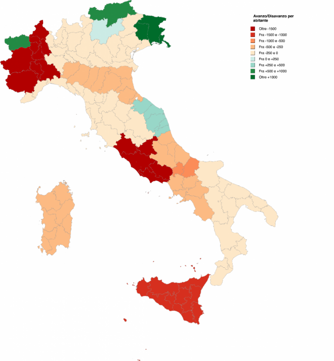 Fonte: Corte dei conti e bilanci regionali Nota: dati riferiti a 2014 e 2013 in assenza di quelli 2015